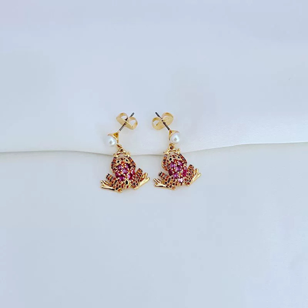 Kendra Scott Pearl Colorful Zircon Frog Earrings